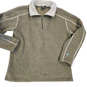 Kuhl Europa‎ 1/4 Zip Fleece Sweater Size L XL Pullover Sherpa Alfpaca Tan Jacket